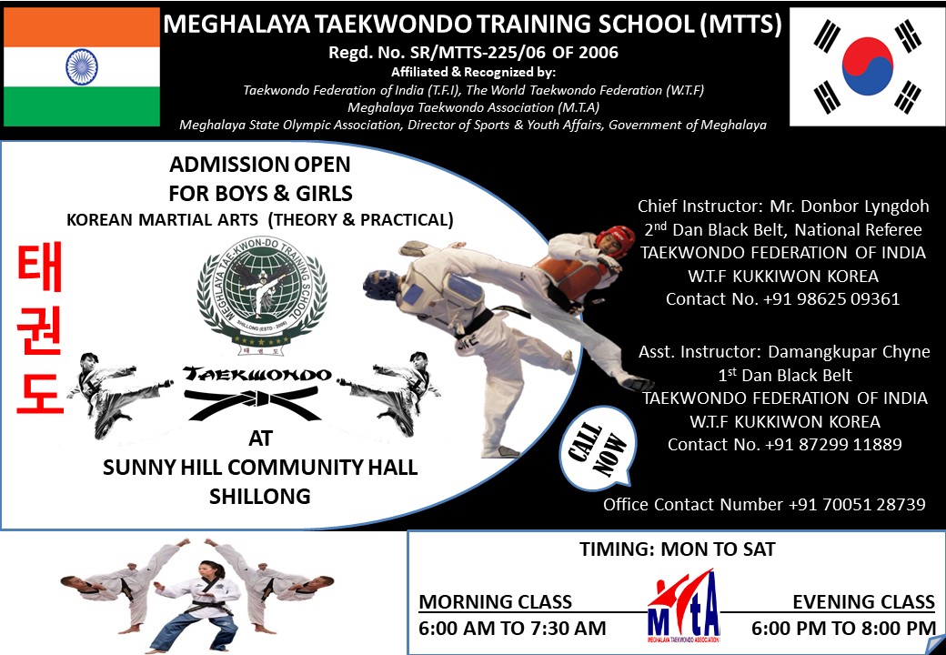 Taekwondo School Admission Open 2022 | The Meghalaya Employment News Portal